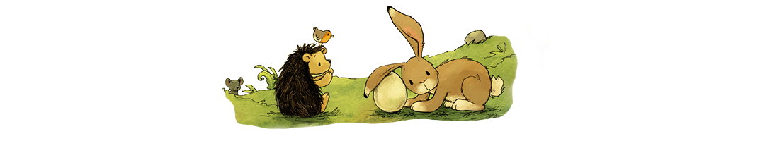 Hase und Igel mit Ei