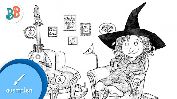 Ausmalbild: Petronella & Apfelmännchen