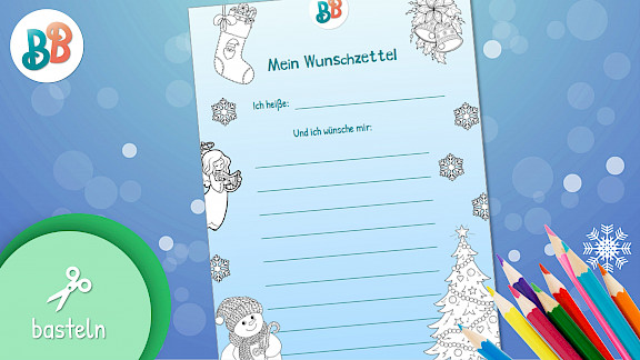 Weihnachts-Wunschzettel zum Ausmalen