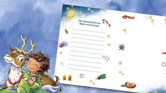 Weihnachts-Wunschzettel zum Ausmalen