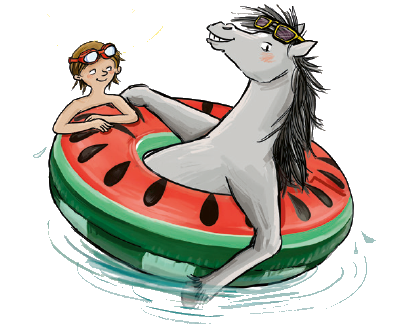 Paul und Juli schwimmen