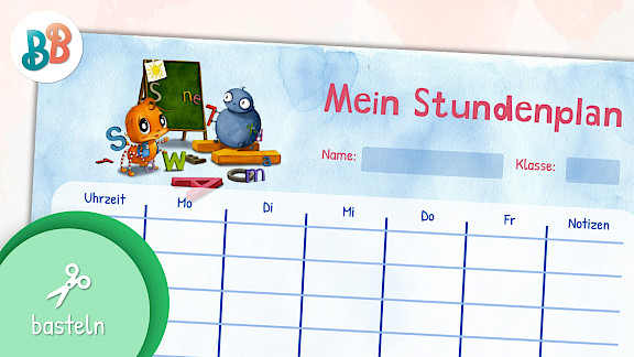 Kleine Spinne Widerlich-Stundenplan zum Ausdrucken